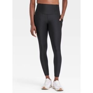 All In Motion Effortless Support High-Rise 7/8 Length Leggings Size Medium Black